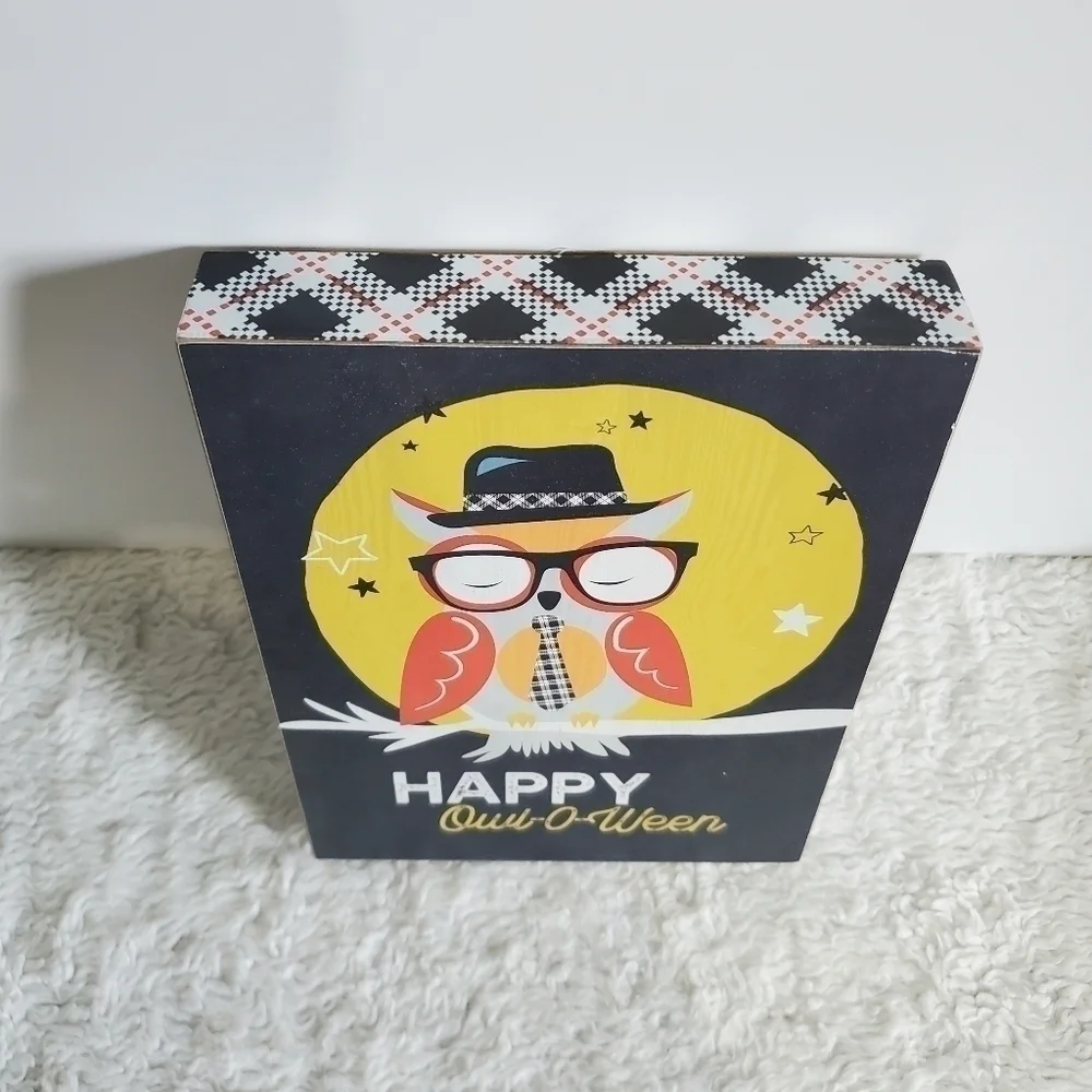 Halloween Wall Table Box Decor Smell My Feet Witch Happy Owl O Ween 2 Pc Set